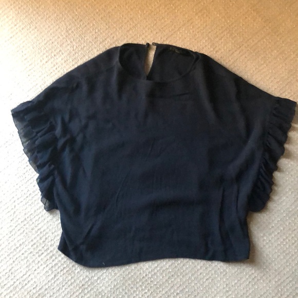 Zara Tops - Zara Basic navy button up the back shirt